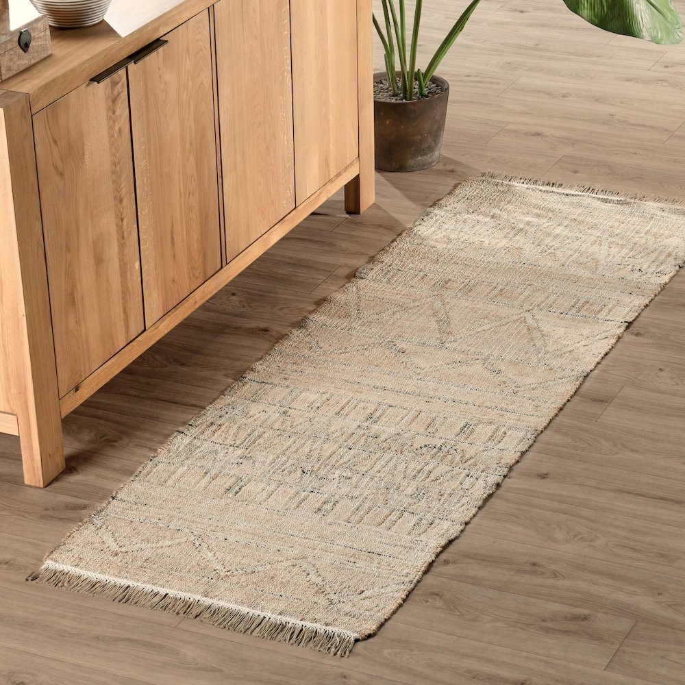 Megan Natural Jute Handwoven Area Rug  Natural 2.6x8. Picture 6
