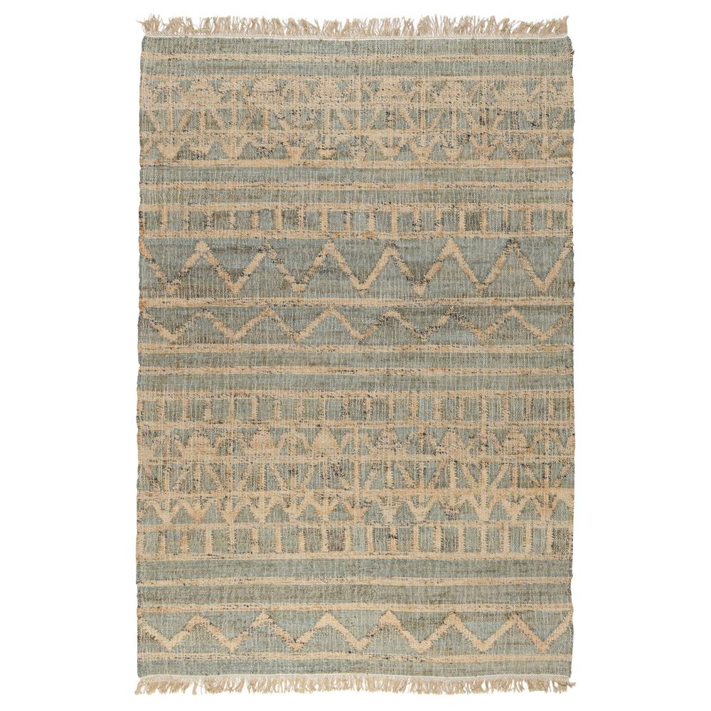 Megan Natural Jute Handwoven Area Rug  Natural/ Green 5x8. Picture 1