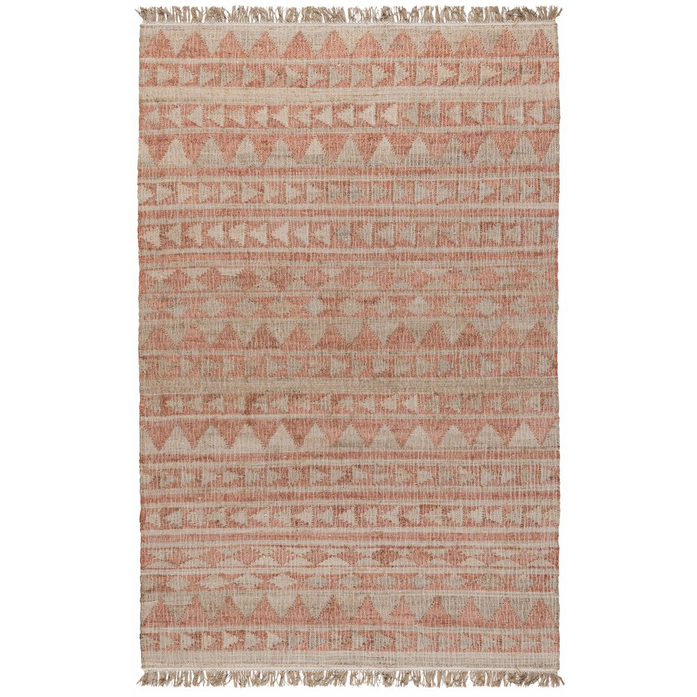 Camille Handwoven Jute Area Rug  Orange, Natural 2.6x8. Picture 1