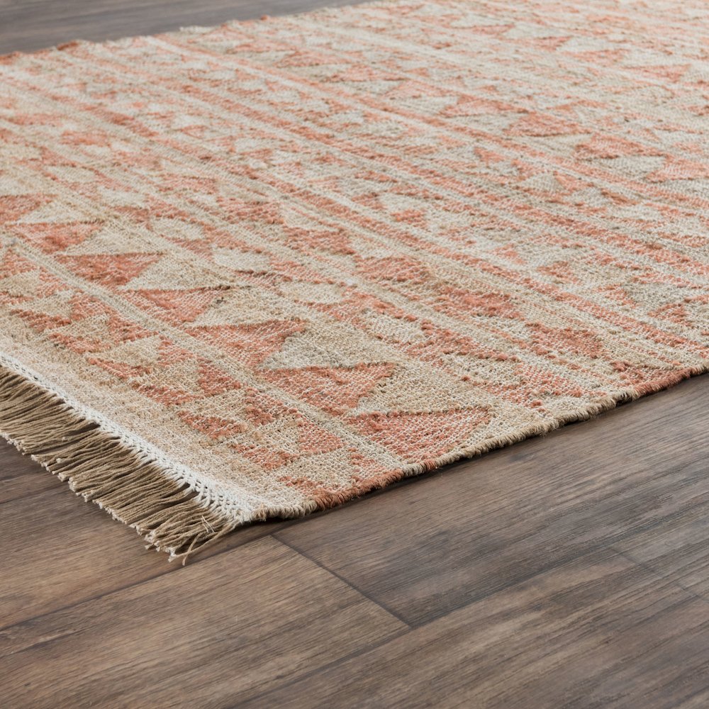 Camille Handwoven Jute Area Rug  Orange, Natural 2.6x8. Picture 2
