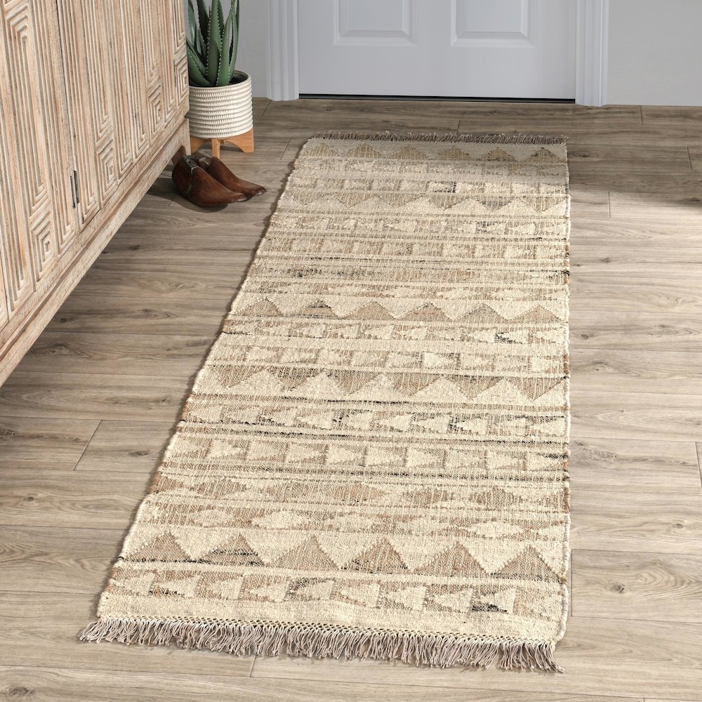 Camille Handwoven Jute Area Rug  Natural 2.6x8. Picture 4