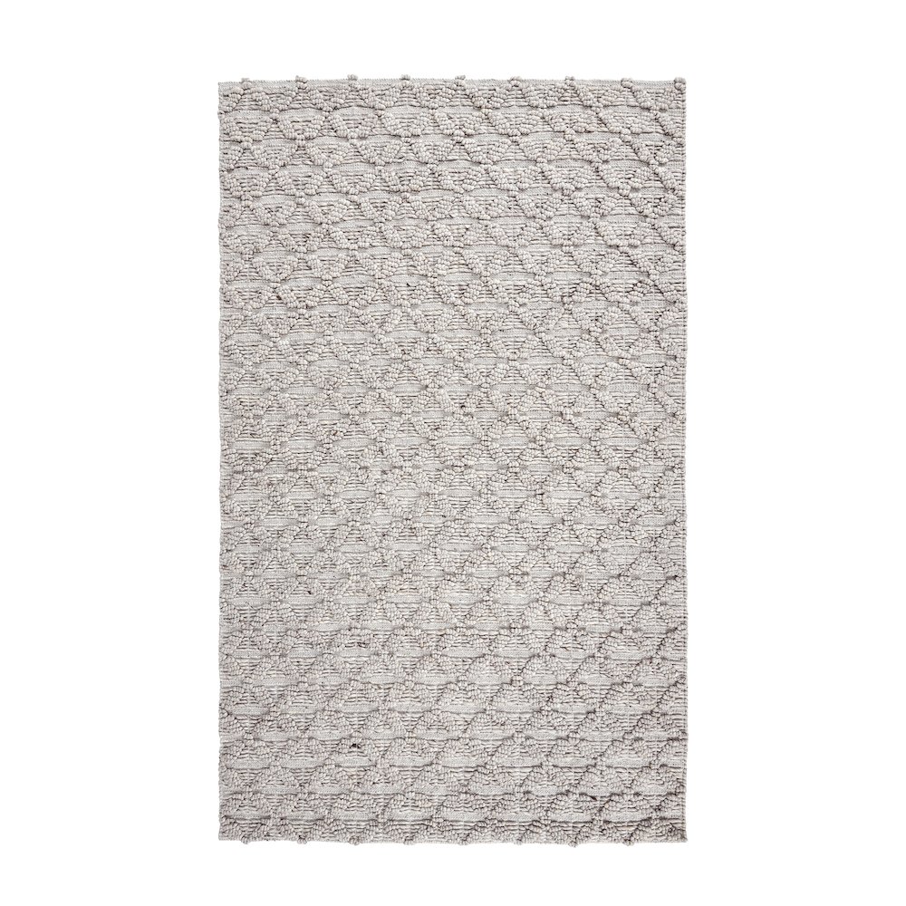 Portola 5'x8' Hand Loomed Wool Blend Fabric Accent Area Rug in Silver Gray. Picture 1
