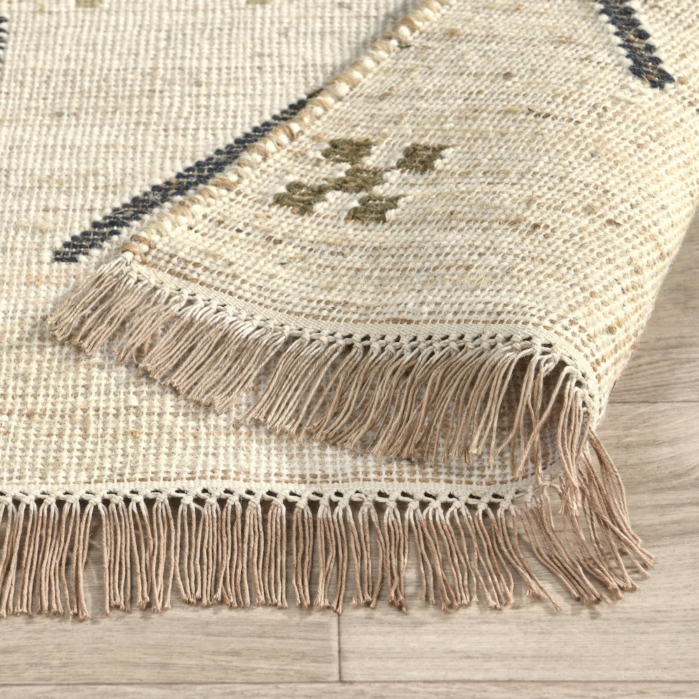 Belfast 2.6'x8' Wool Blend Handwoven Caviar Ivory Area Rug Runner. Picture 5