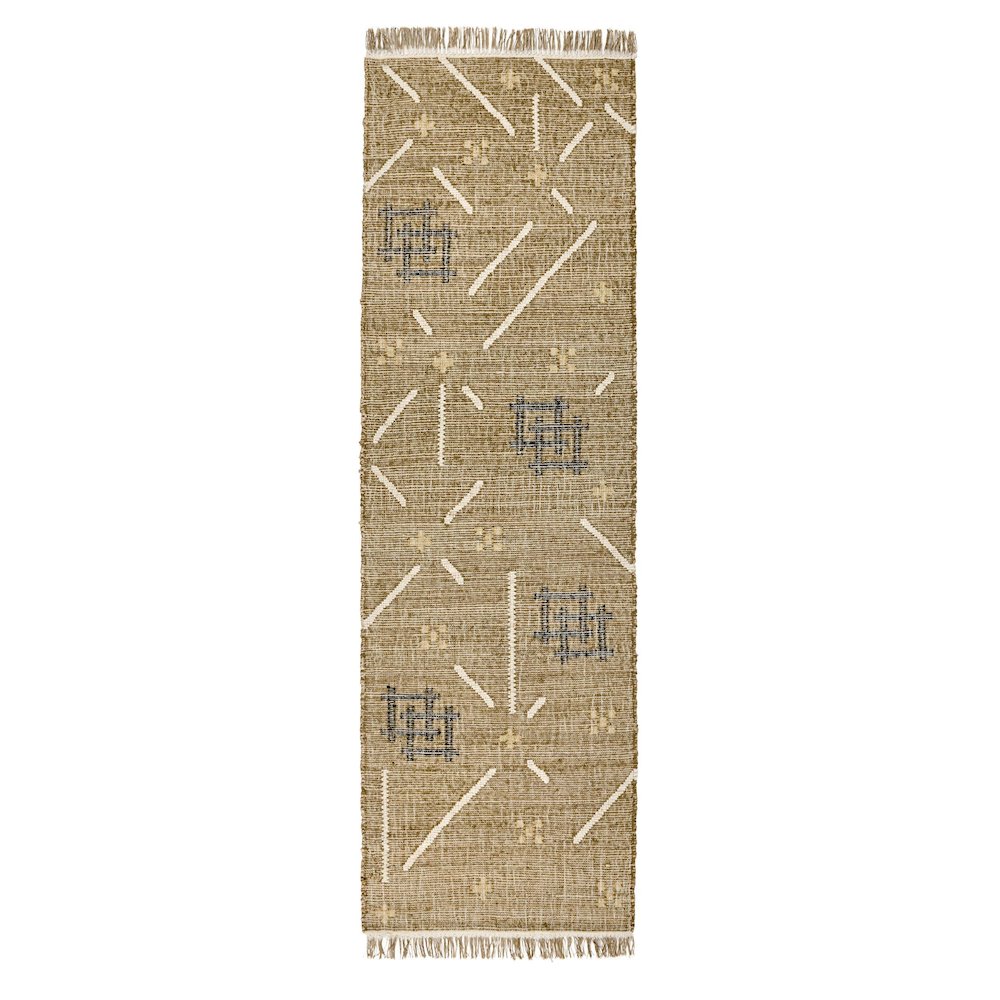 Belfast 2.6'x8' Wool Blend Handwoven Khaki Area Rug Runner. Picture 1