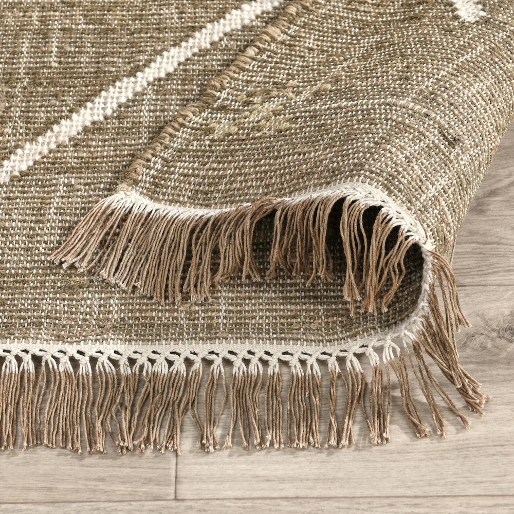 Belfast 2.6'x8' Wool Blend Handwoven Khaki Area Rug Runner. Picture 4