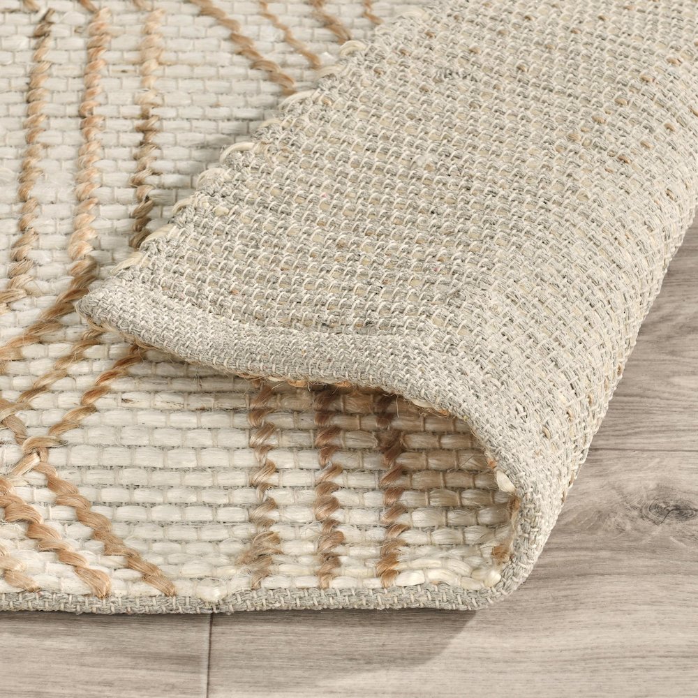 Tustin 2.6'x8' Indoor Jute Blend Handwoven Geometric Ivory Area Rug Runner. Picture 3