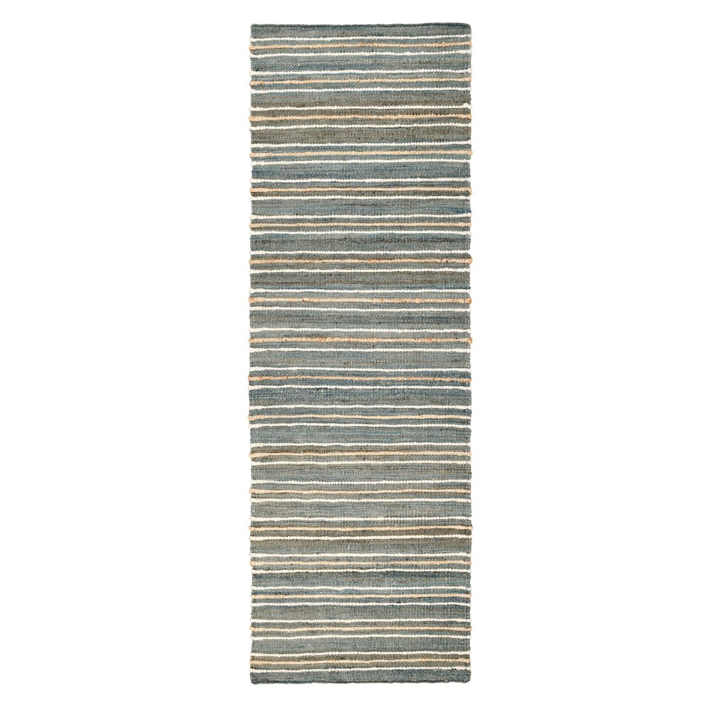 Del Mar 2.6'x8' Jute Blend Handwoven Sustainable Blue Accent Rug Runner. Picture 1