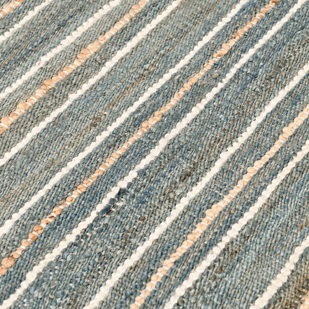 Del Mar 2.6'x8' Jute Blend Handwoven Sustainable Blue Accent Rug Runner. Picture 3
