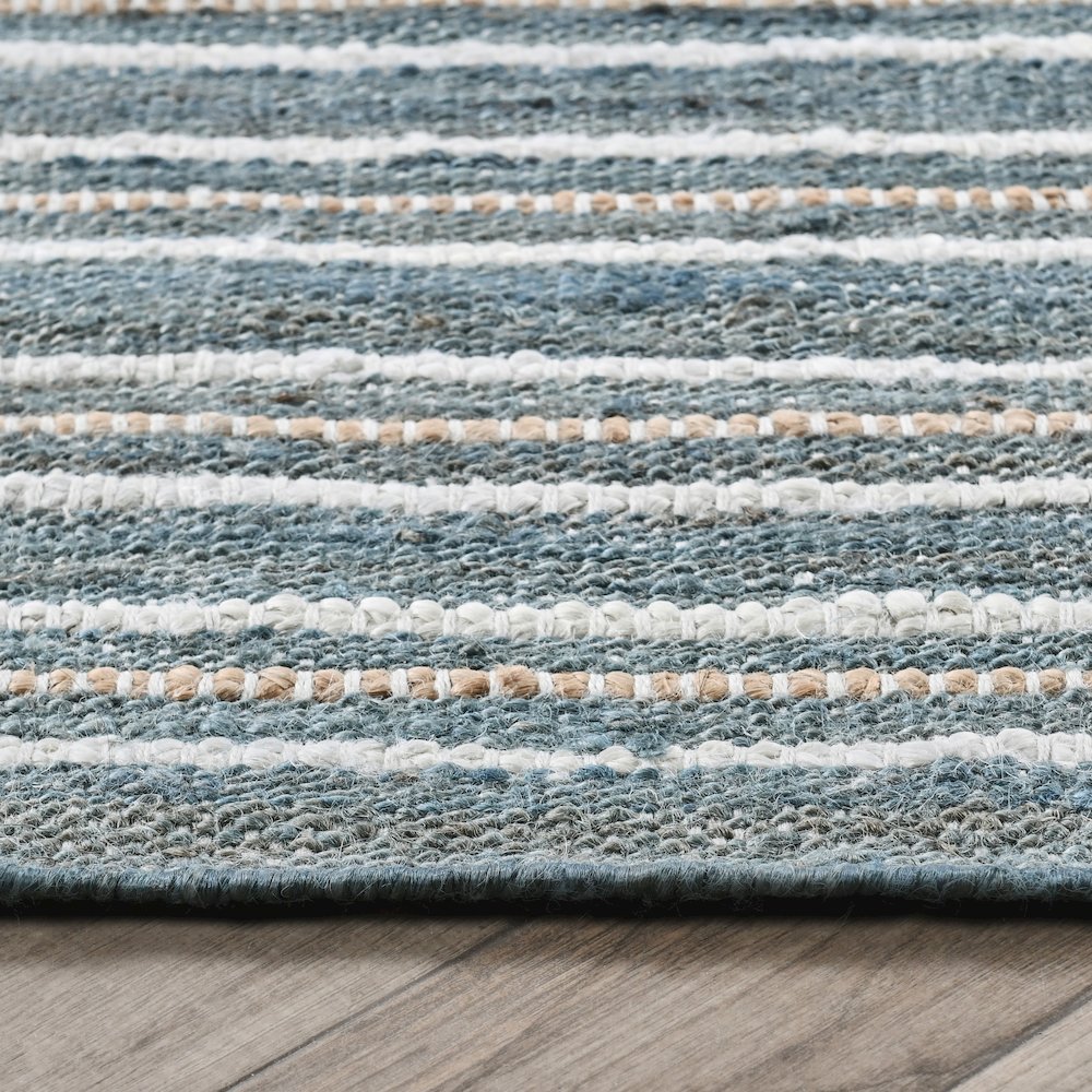 Del Mar 2.6'x8' Jute Blend Handwoven Sustainable Blue Accent Rug Runner. Picture 2