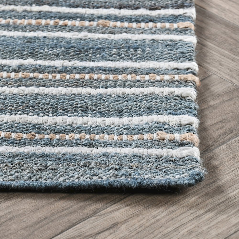 Del Mar 2.6'x8' Jute Blend Handwoven Sustainable Blue Accent Rug Runner. Picture 5