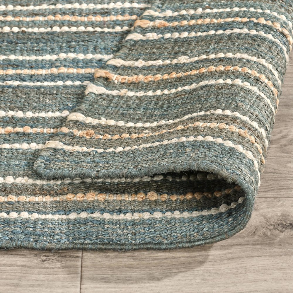 Del Mar 2.6'x8' Jute Blend Handwoven Sustainable Blue Accent Rug Runner. Picture 4