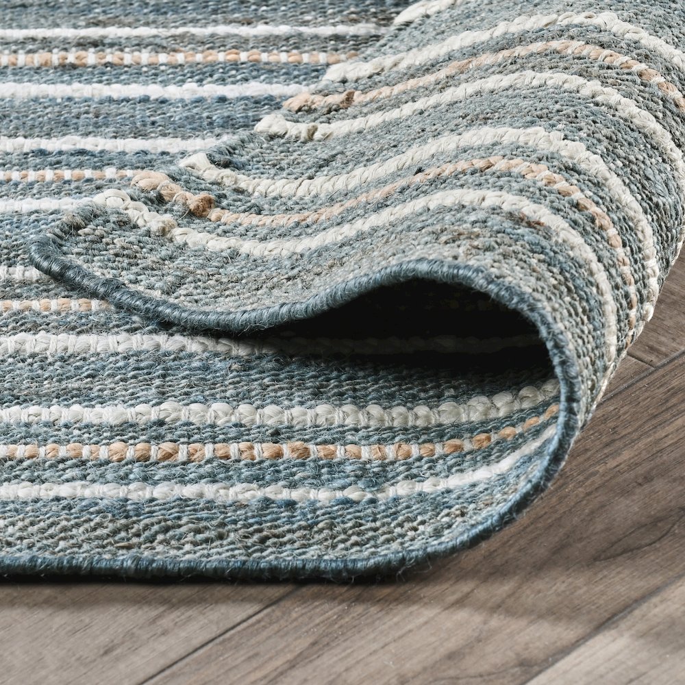 Del Mar 2.6'x8' Jute Blend Handwoven Sustainable Blue Accent Rug Runner. Picture 7