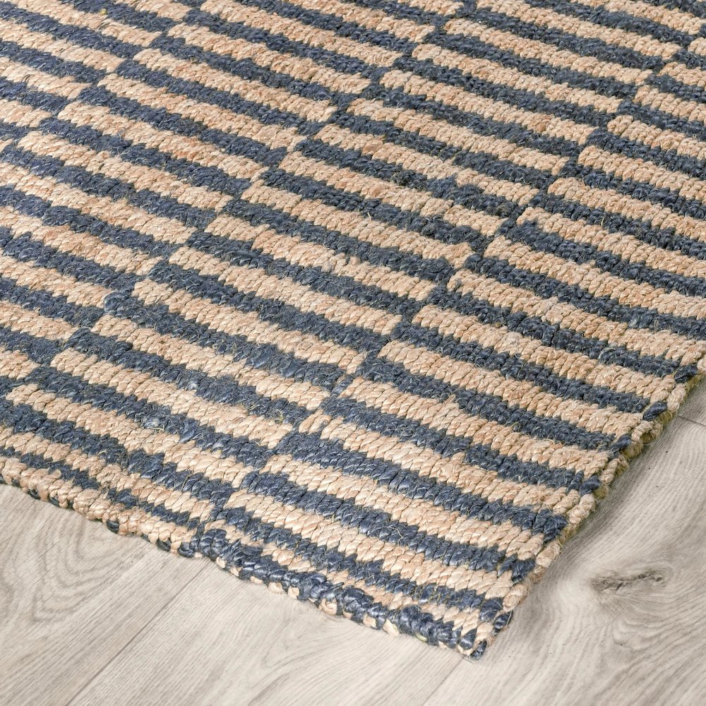 Monterey 8'x10' Jute Handwoven Sustainable Blue Accent Area Rug. Picture 3