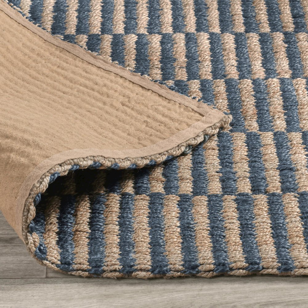 Monterey 5'x8' Jute Handwoven Sustainable Blue Accent Area Rug. Picture 4