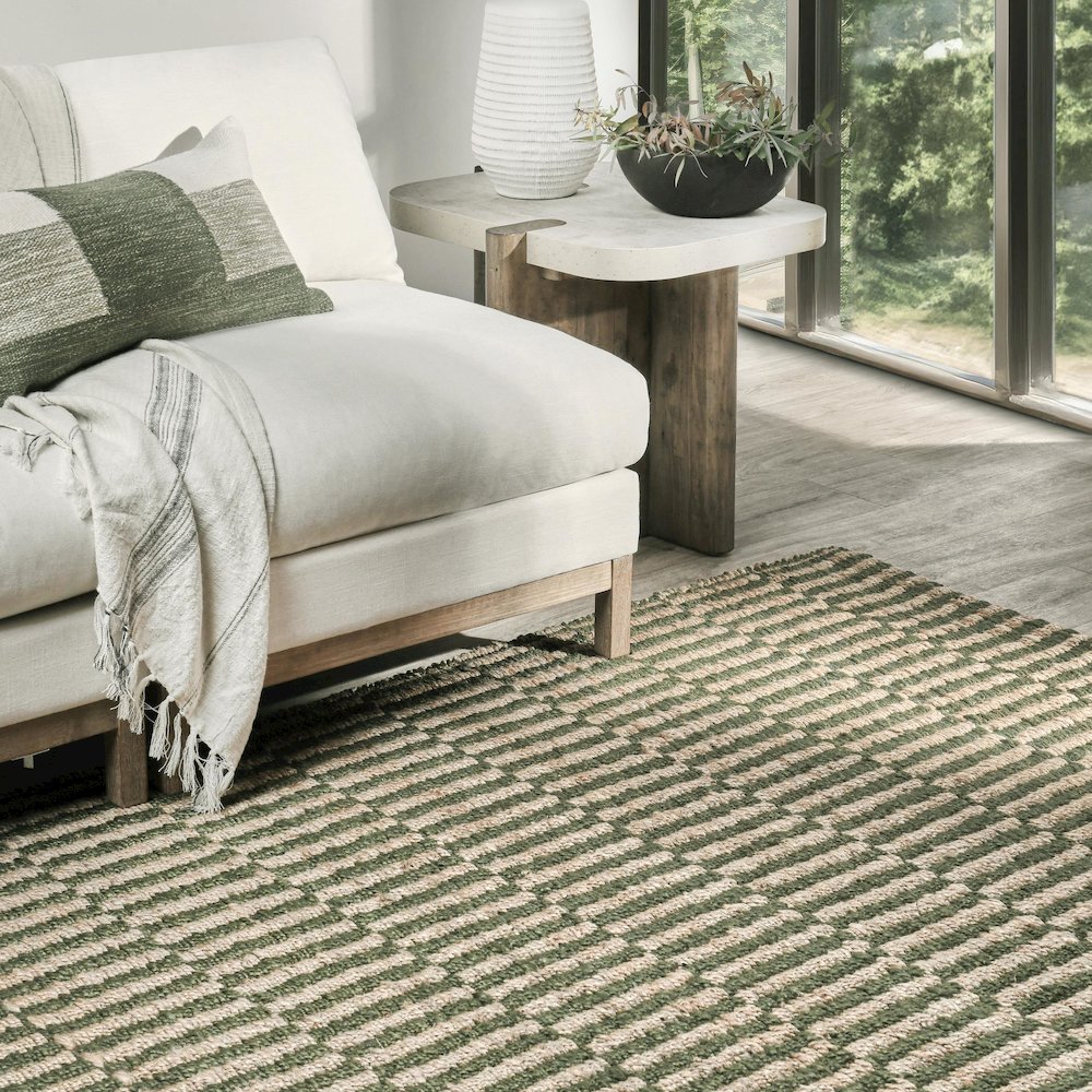 Monterey 5'x8' Jute Handwoven Sustainable Green Accent Area Rug. Picture 5