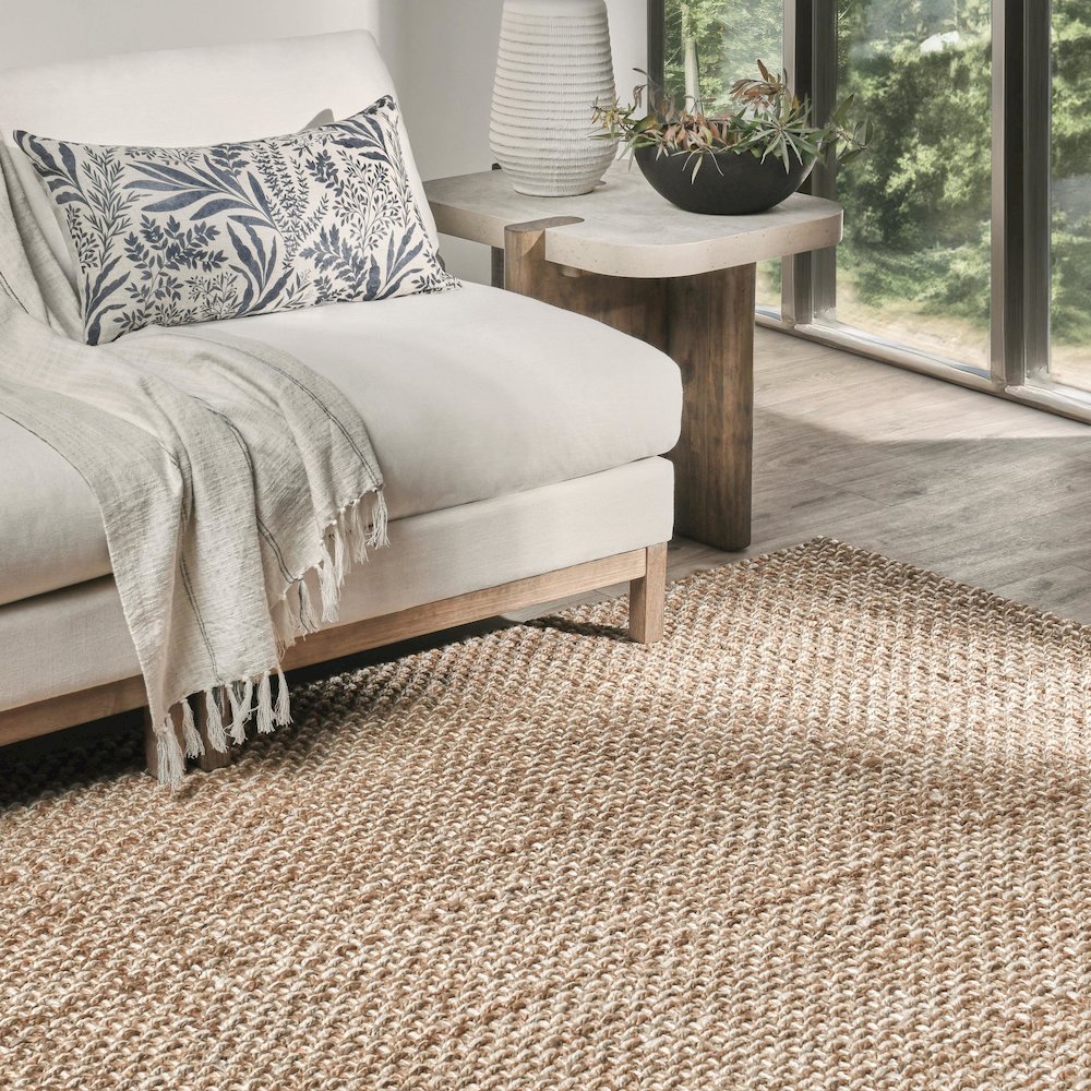 Panama 5'x8' Jute Handwoven Sustainable Beige Accent Area Rug. Picture 5