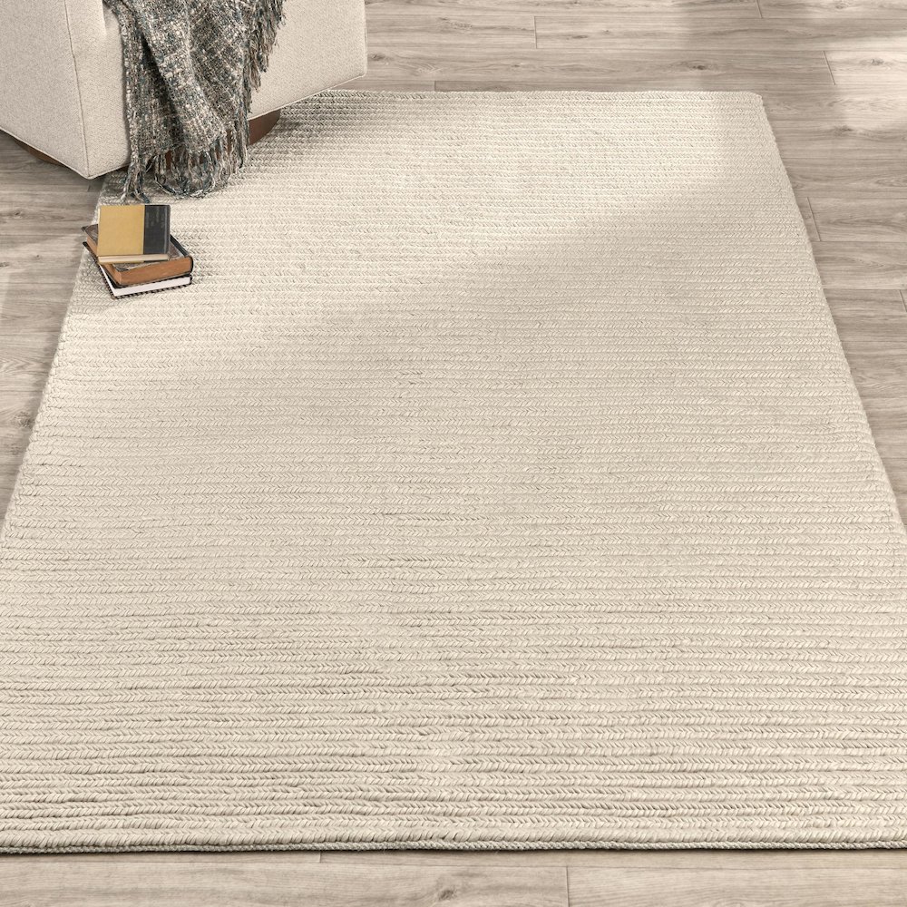 Dawson 5'x8' Wool Blend Fabric Handwoven  Beige Accent Area Rug. Picture 5