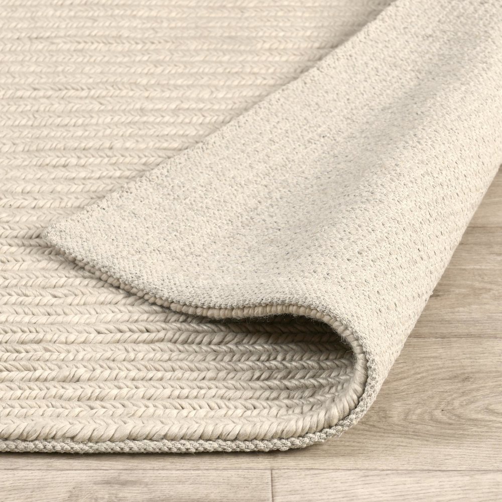 Dawson 8'x10' Wool Blend Fabric Handwoven  Beige Accent Area Rug. Picture 4