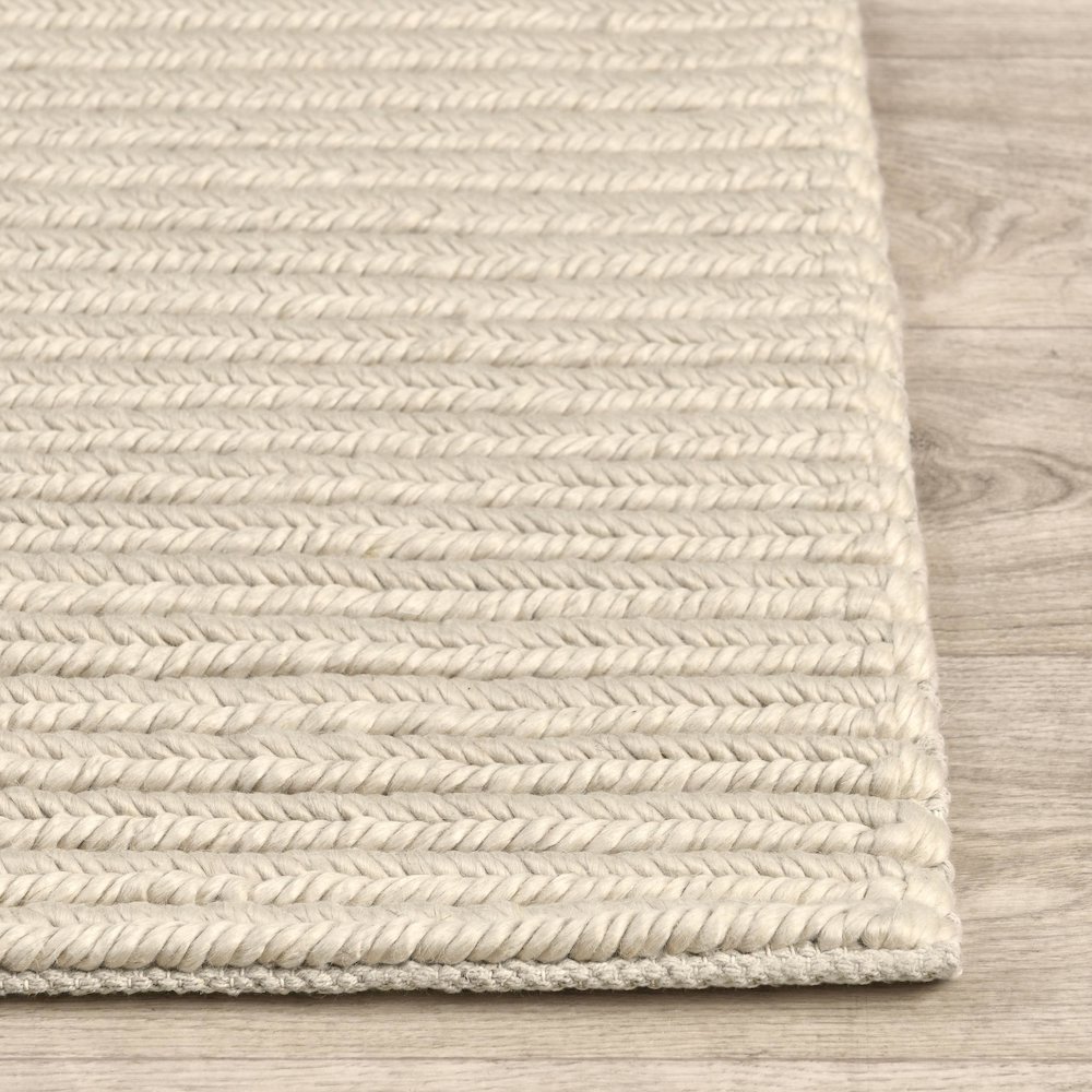 Dawson 9'x12' Wool Blend Fabric Handwoven  Beige Accent Area Rug. Picture 3