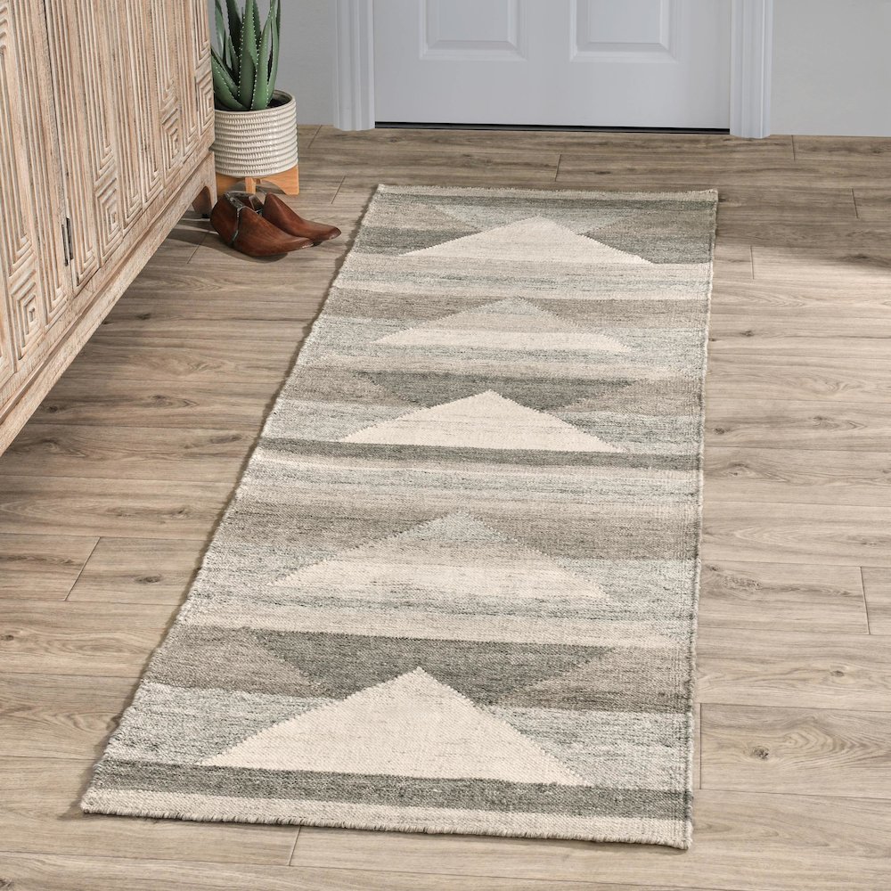 Tierney Indoor Outdoor Handwoven Gray Multi Area Rug by Kosas Home. Picture 4