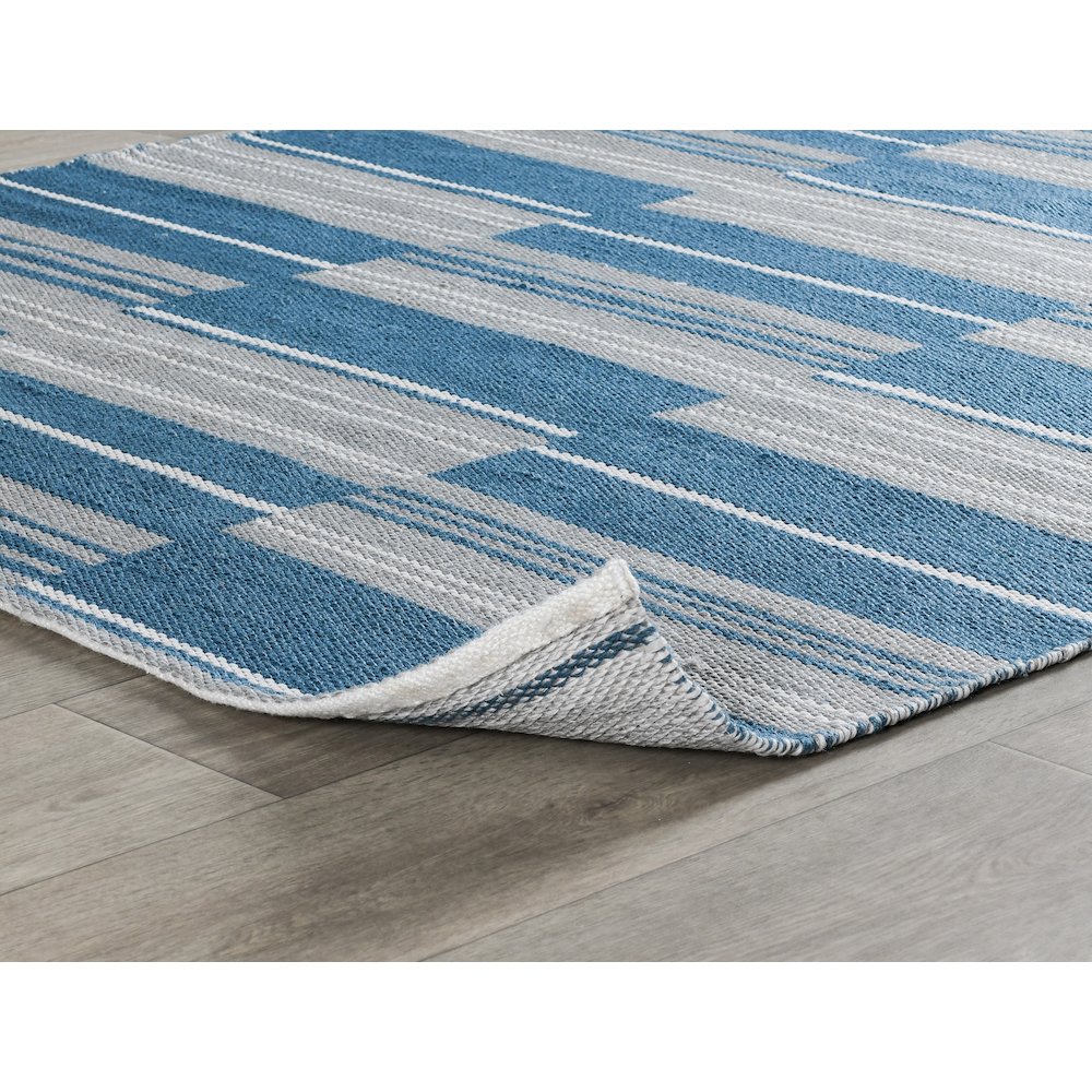 Boulder 5x8 Indoor Outdoor Handwoven Stripe Blue Area Rug by Kosas Home. Picture 2