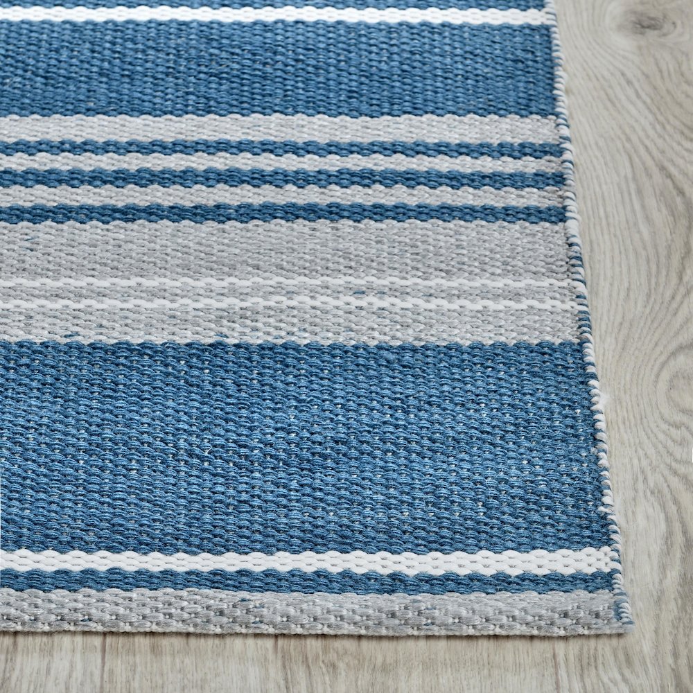 Boulder 8x10 Indoor Outdoor Handwoven Stripe Blue Area Rug by Kosas Home. Picture 3