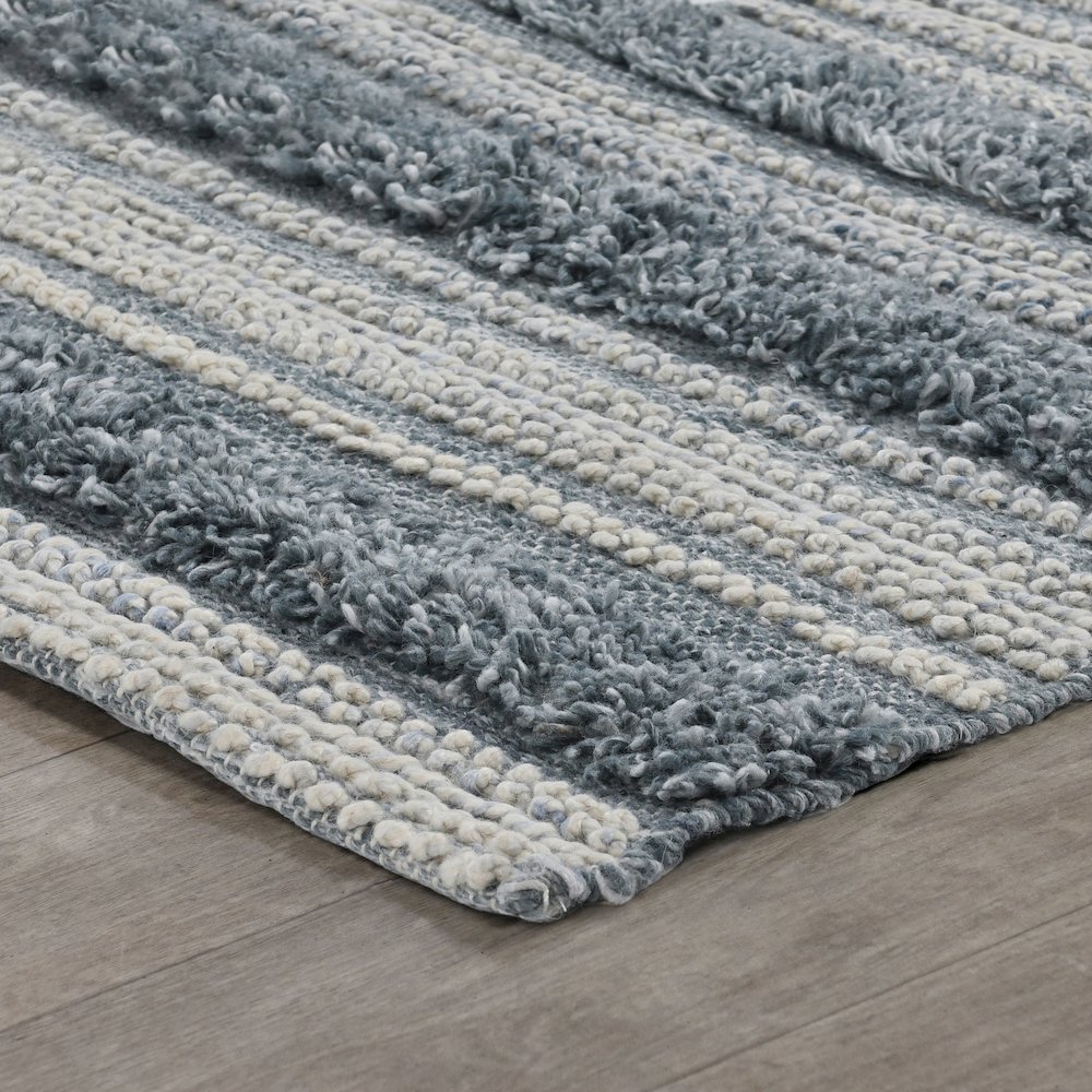 Elko 2.6'x8' Indoor Outdoor Sustainable Fabric Handwoven Blue Accent Rug. Picture 3