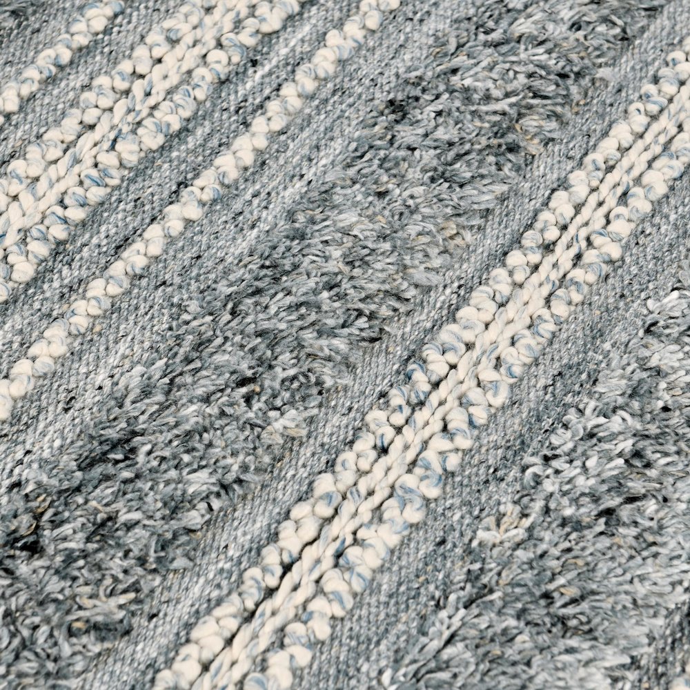 Elko 2.6'x8' Indoor Outdoor Sustainable Fabric Handwoven Blue Accent Rug. Picture 2