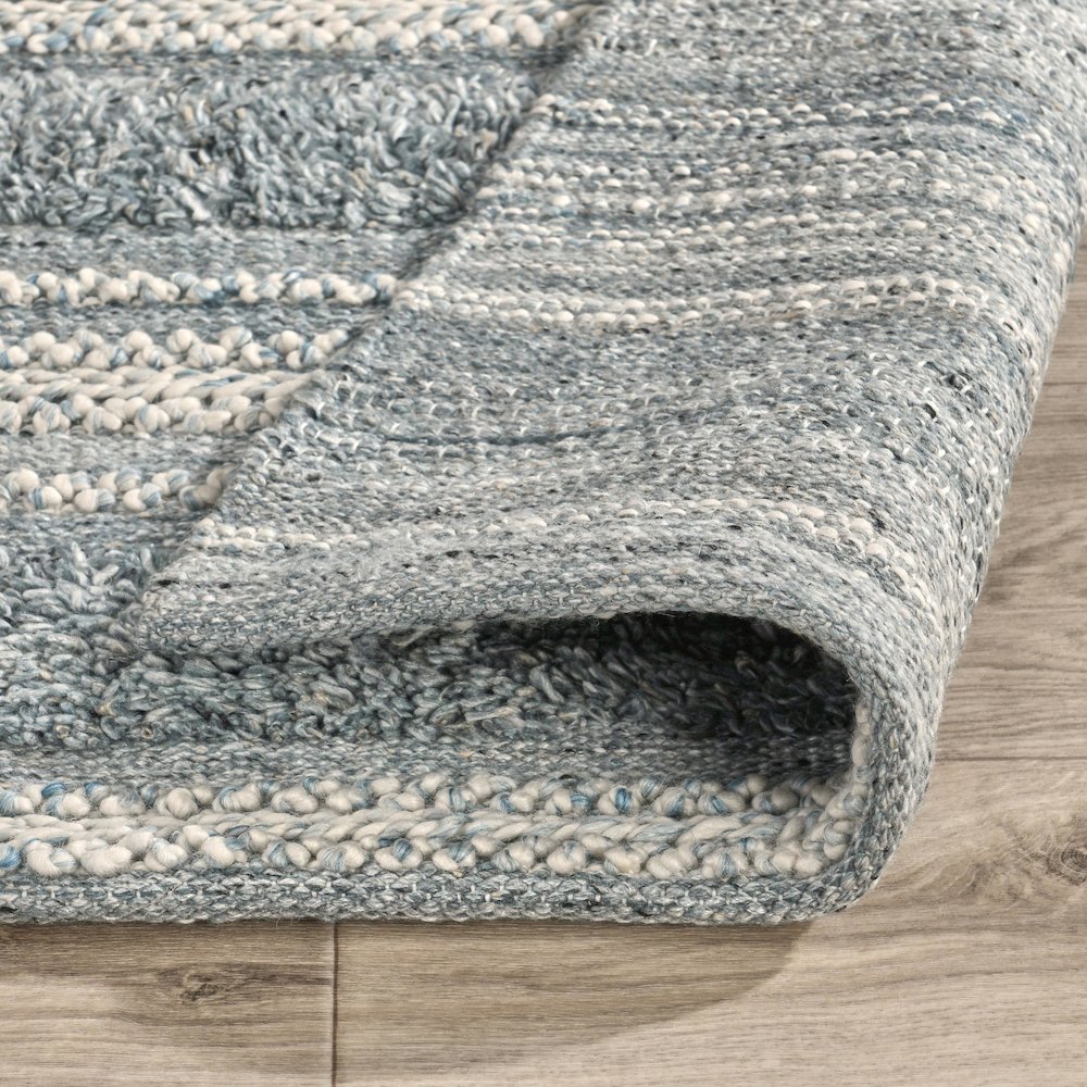 Elko 2.6'x8' Indoor Outdoor Sustainable Fabric Handwoven Blue Accent Rug. Picture 5