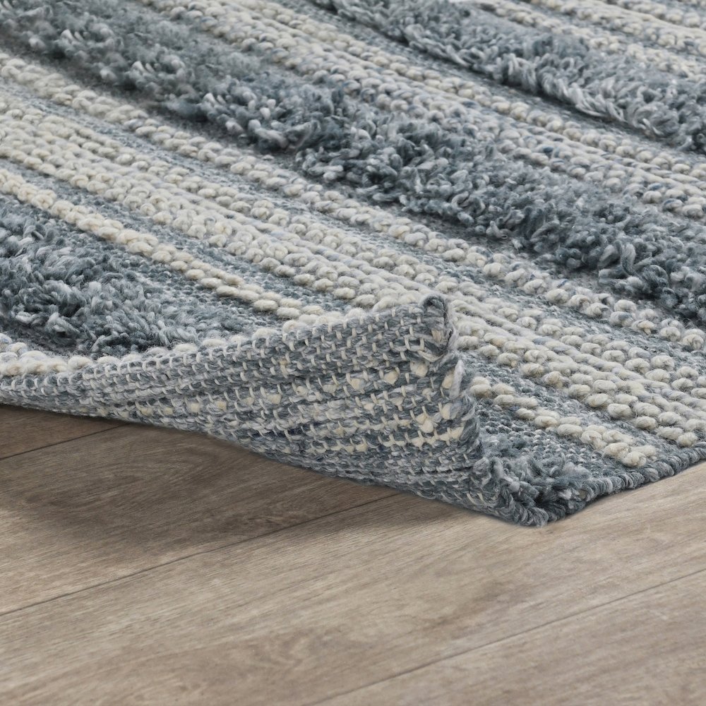 Elko 2.6'x8' Indoor Outdoor Sustainable Fabric Handwoven Blue Accent Rug. Picture 4