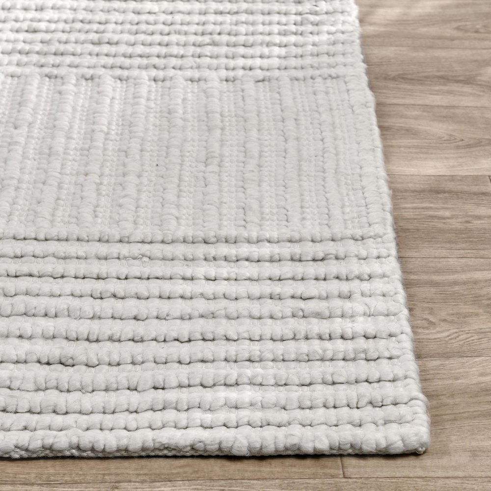 Clayton 8'x10' Recycled Fabric Handwoven Sustainable Ivory Accent Area Rug. Picture 3