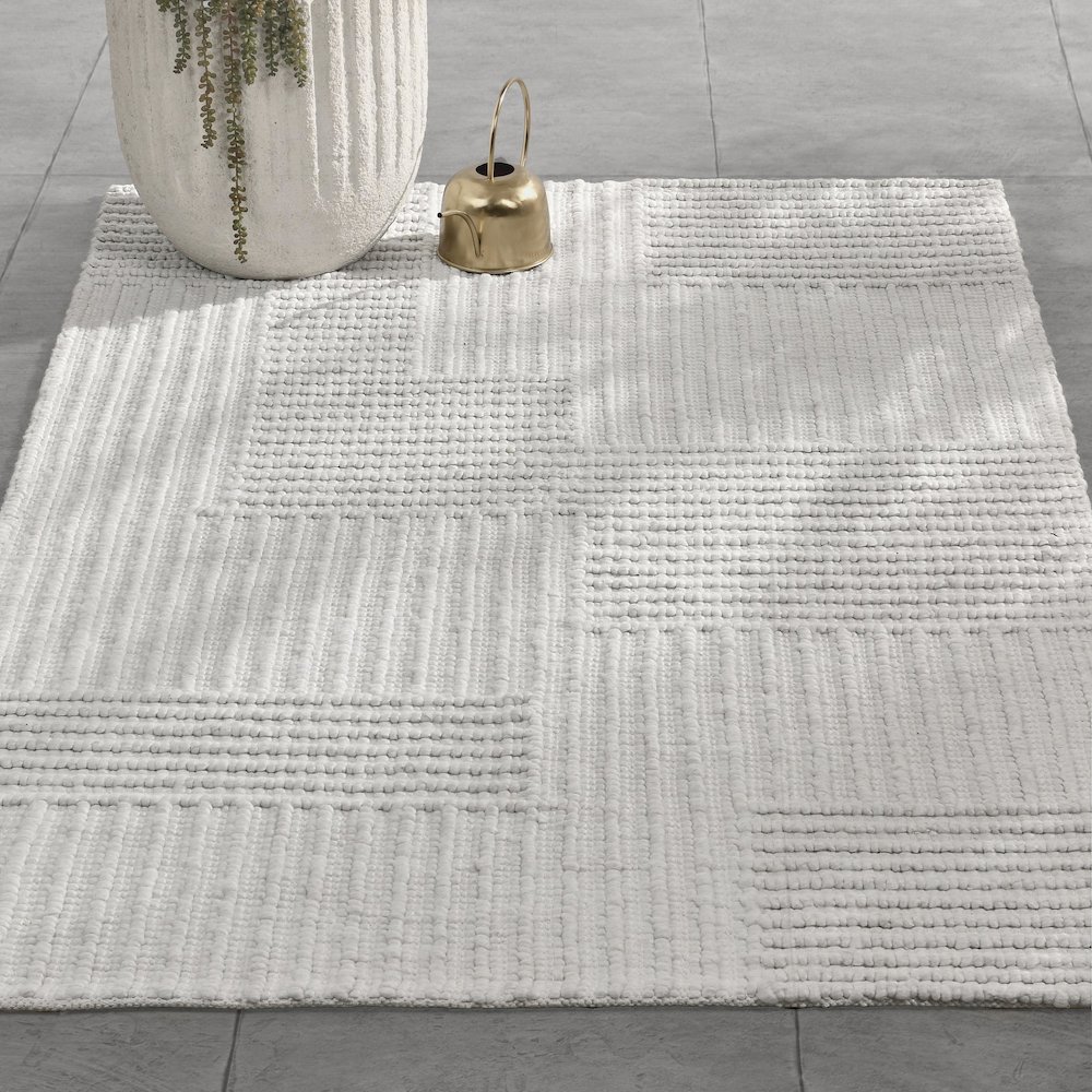 Clayton 8'x10' Recycled Fabric Handwoven Sustainable Ivory Accent Area Rug. Picture 5