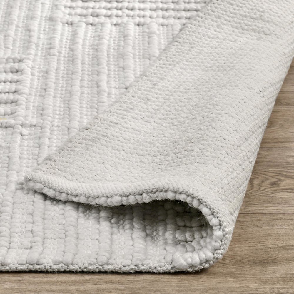 Clayton 9'x12' Recycled Fabric Handwoven Sustainable Ivory Accent Area Rug. Picture 4