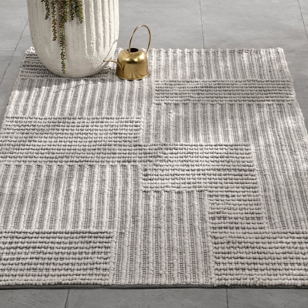 Clayton 9'x12' Recycled Fabric Handwoven Sustainable Gray Accent Area Rug. Picture 5