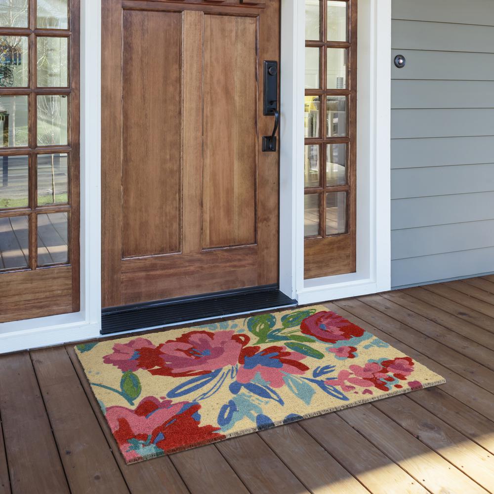 Belinda  24x36 Coir Doormat  Multi With Ivory Coir Base 36x24. Picture 2