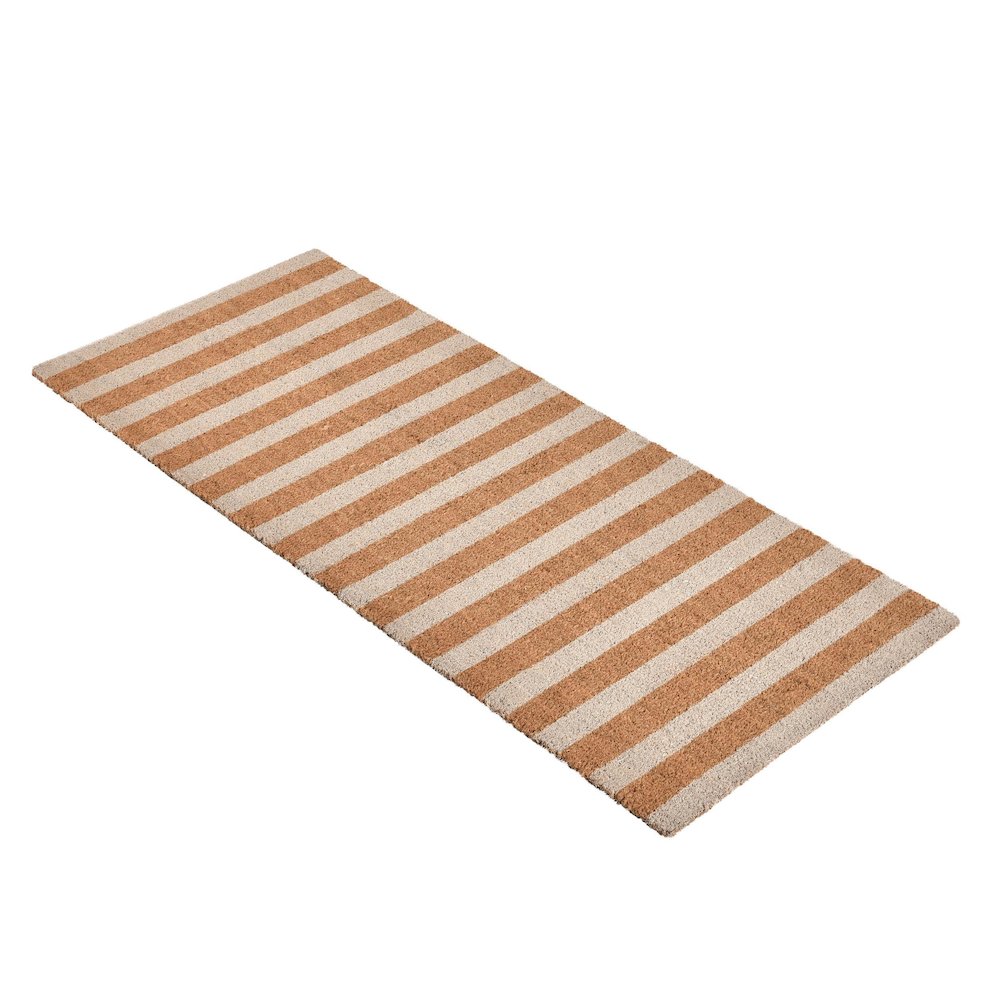 Striped 24"x57" Doormat Choir Front and PVC Backing Ivory and Natural. Picture 4