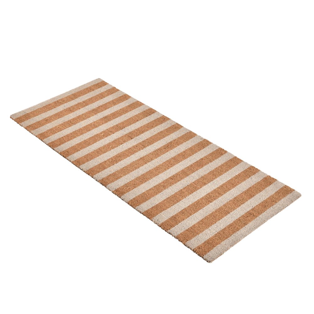 Striped 24"x57" Doormat Choir Front and PVC Backing Ivory and Natural. Picture 3