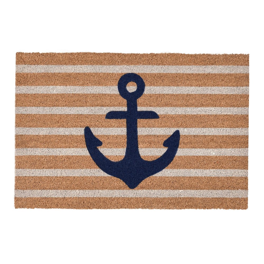 Anchors Away 24"x36" Doormat Choir Front and PVC Backing  Navy and Natural. Picture 1