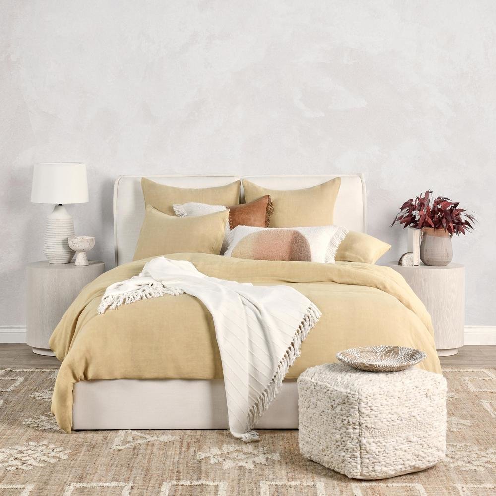 Paloma Hemp Fabric Ochre Amber King Sham. Picture 6