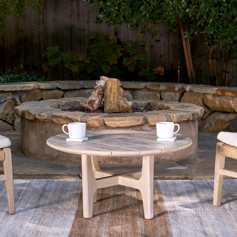 Dawn 31.5" Outdoor Round Coffee Table Gray. Picture 3
