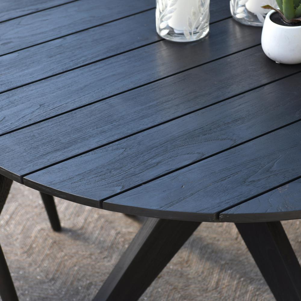 Alameda 53" Outdoor Round Dining Table Black. Picture 5