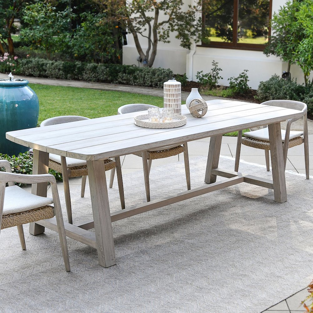 Agnes Outdoor Teak Wood Dining Table. Picture 5
