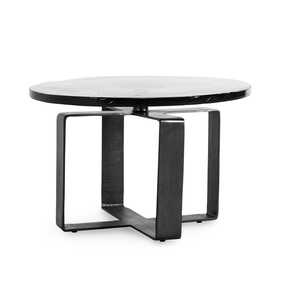 Keith 28" Industrial Glass Black Coffee Table. Picture 1