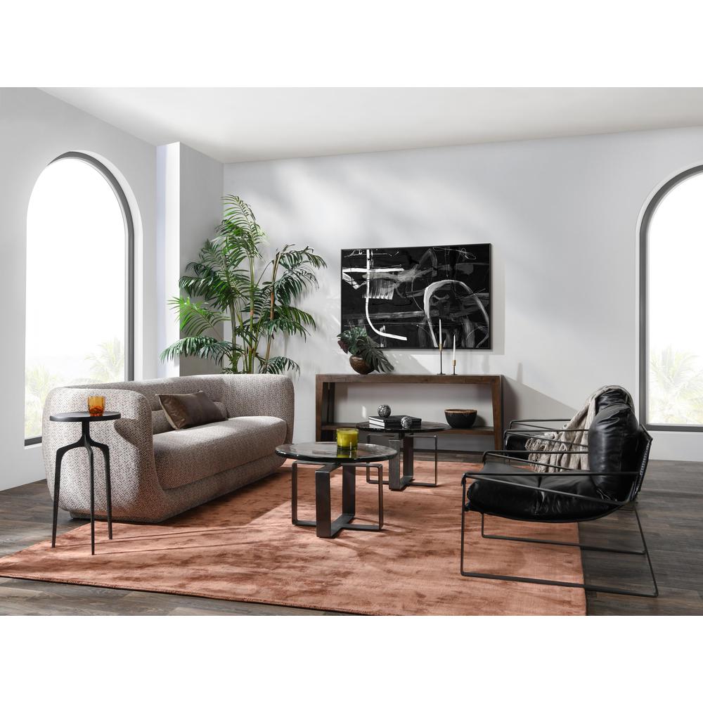 Keith 28" Industrial Glass Black Coffee Table. Picture 6