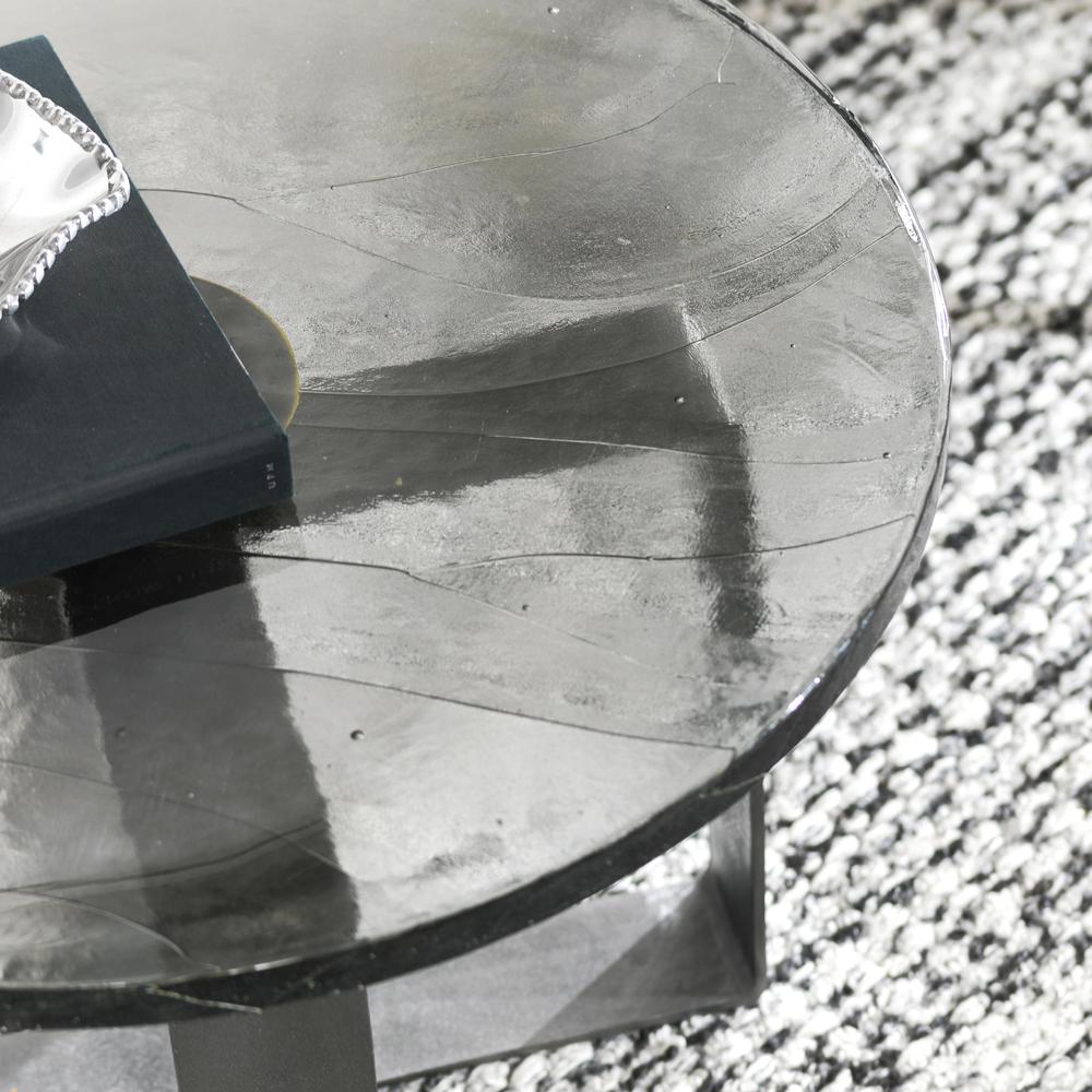 Keith 28" Industrial Glass Black Coffee Table. Picture 10