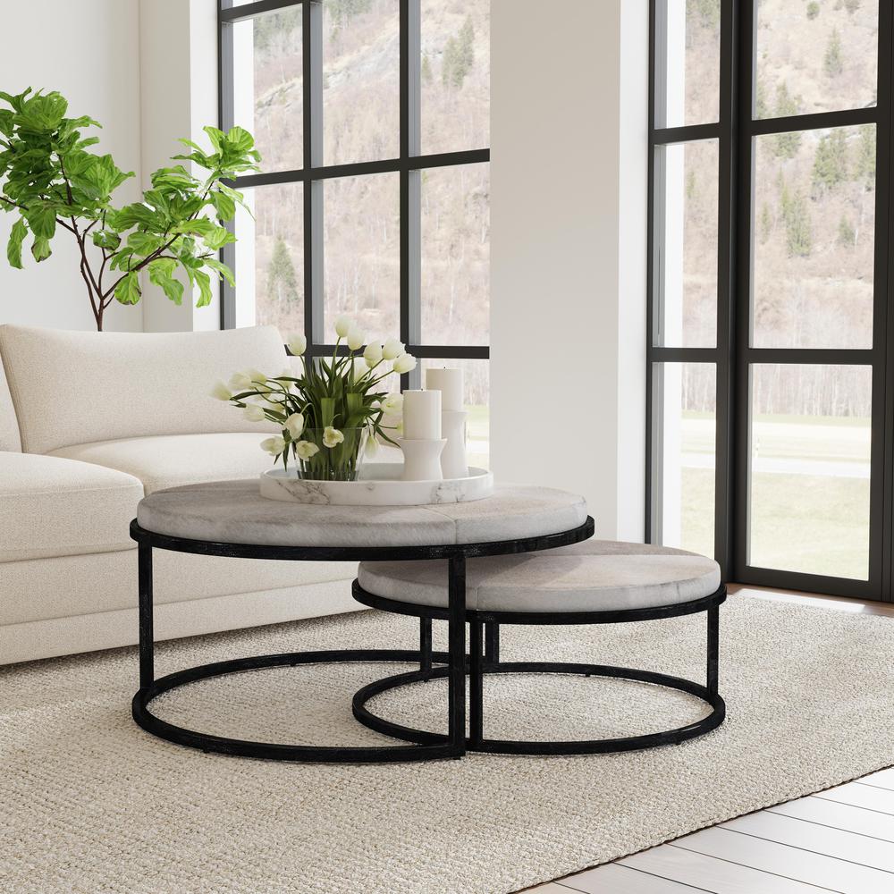 Hayword Hide Set of 2 Nesting Coffee Tables in Sparrow Gray. Picture 7