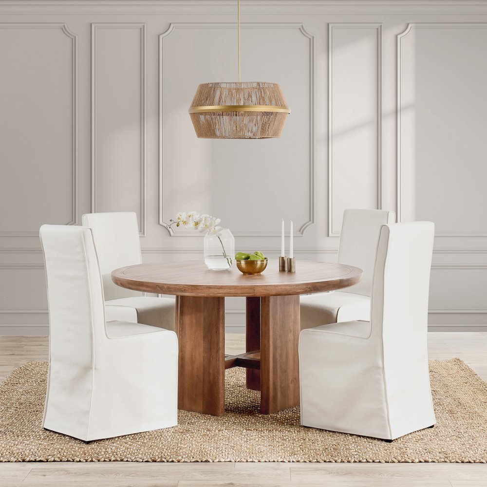 Selena 60" Round Mango Wood Dining Table in Umber. Picture 7