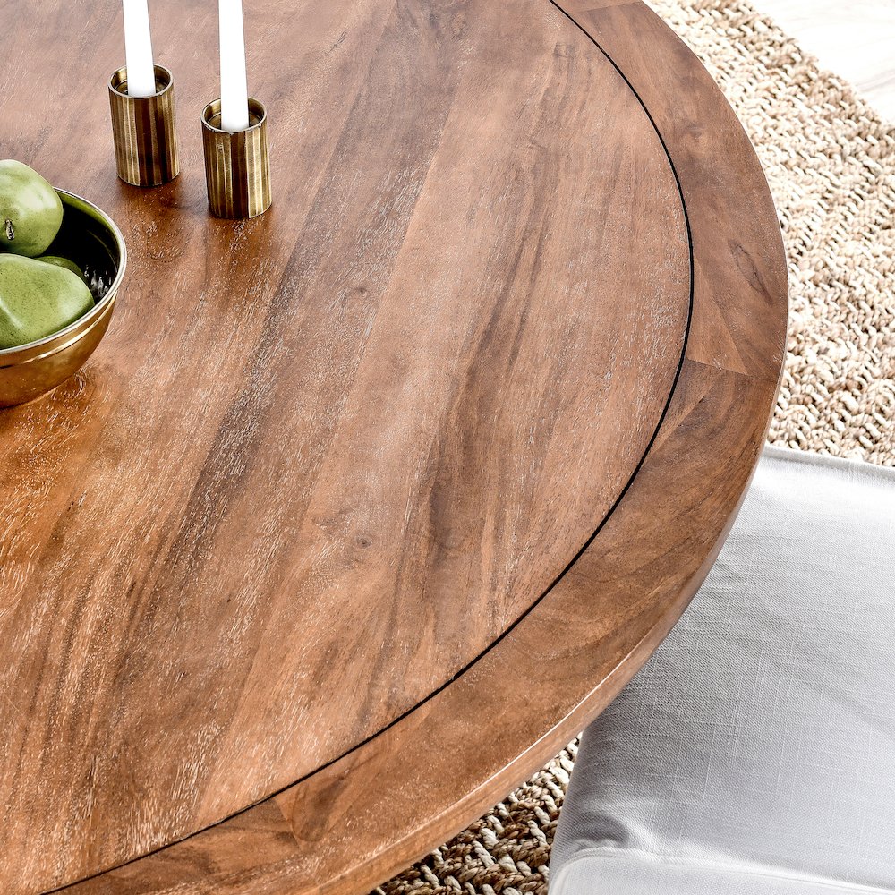 Selena 60" Round Mango Wood Dining Table in Umber. Picture 8
