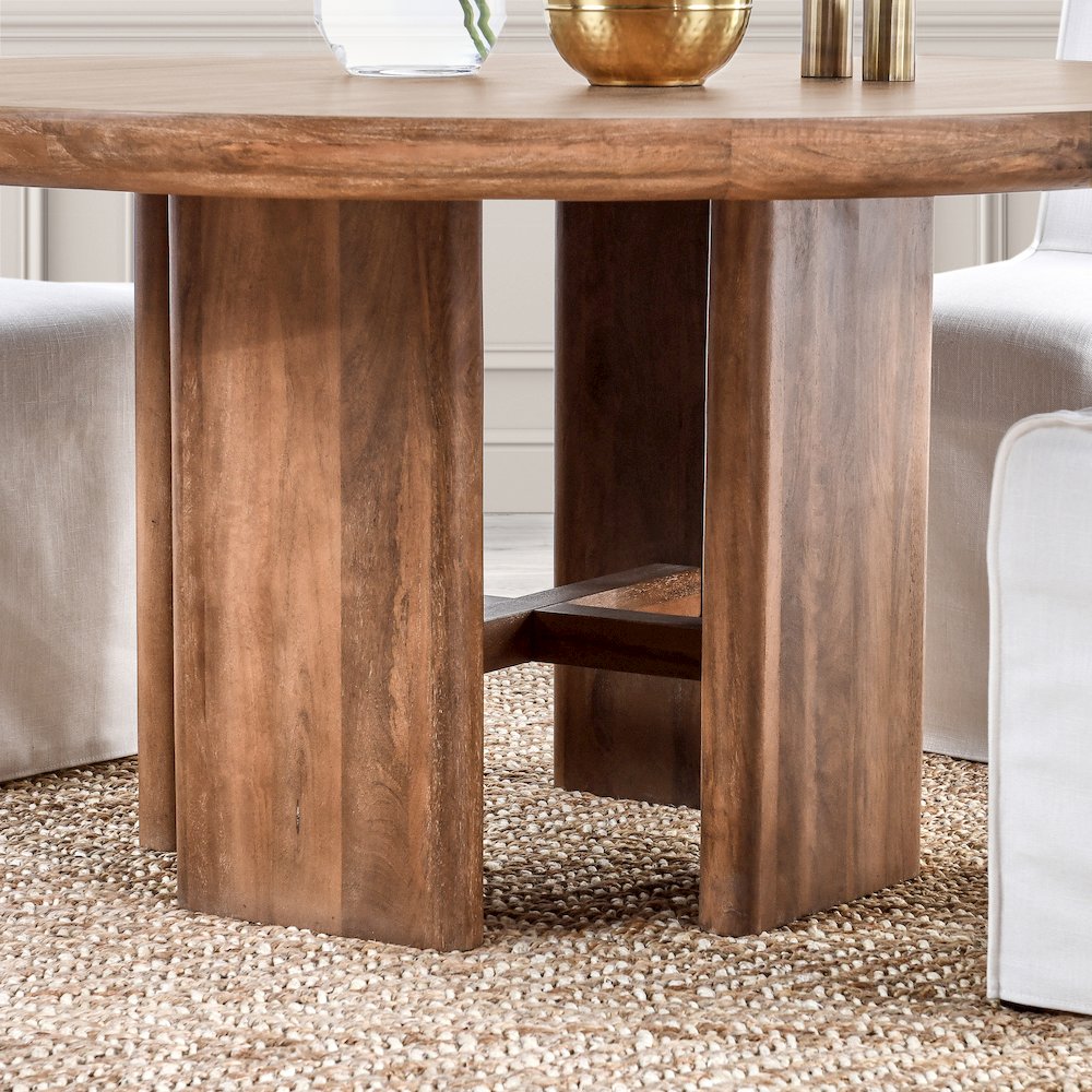 Selena 60" Round Mango Wood Dining Table in Umber. Picture 9