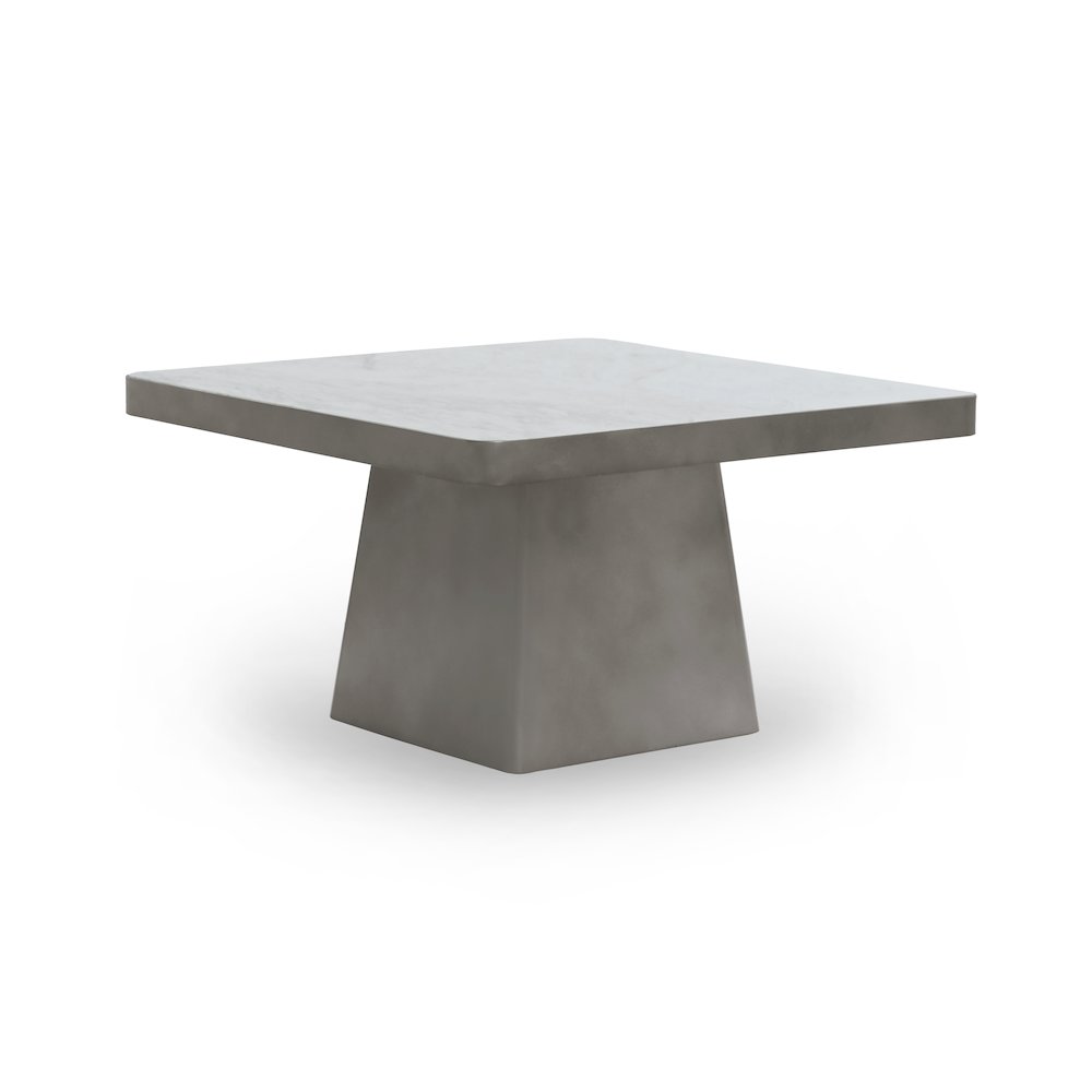 Far Marble/Metal 31" Square Coffee Table White/Slate Gray. Picture 1